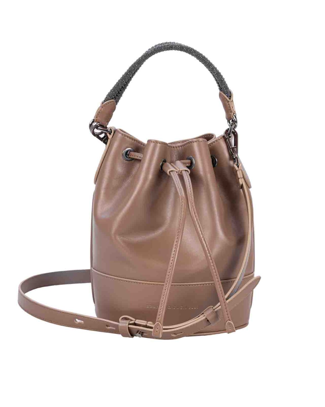 shop BRUNELLO CUCINELLI  Borsa: Brunello Cucinelli borsa bucket in vitello con Precious Braided Hanlde.
Chiusura con coulisse.
Tracolla regolabile e removibile.
Manico.
Fodera in pelle.
1 slot per carte e biglietti da visita.
Decorazione in monile Nickel-free.
La borsa misura circa 17 cm in lunghezza, 12 cm in larghezza e 22,5 cm in altezza.
Composizione: 100% vera pelle.
Made in Italy.. MBHED2580-C8772 number 3184012